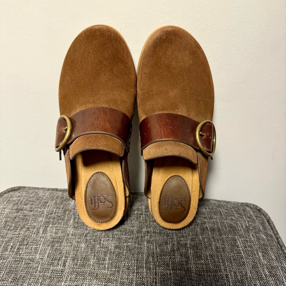 Sofft Billie Clogs, Brown Suede, Size 8, with Buckle - Picture 11 of 14